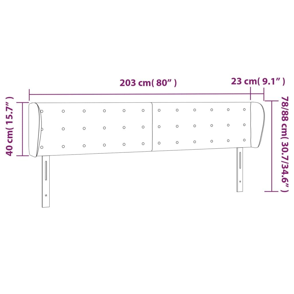 vidaXL voodipeats servadega, tumehall, 203x23x78/88 cm, kangas hind ja info | Voodid | kaup24.ee