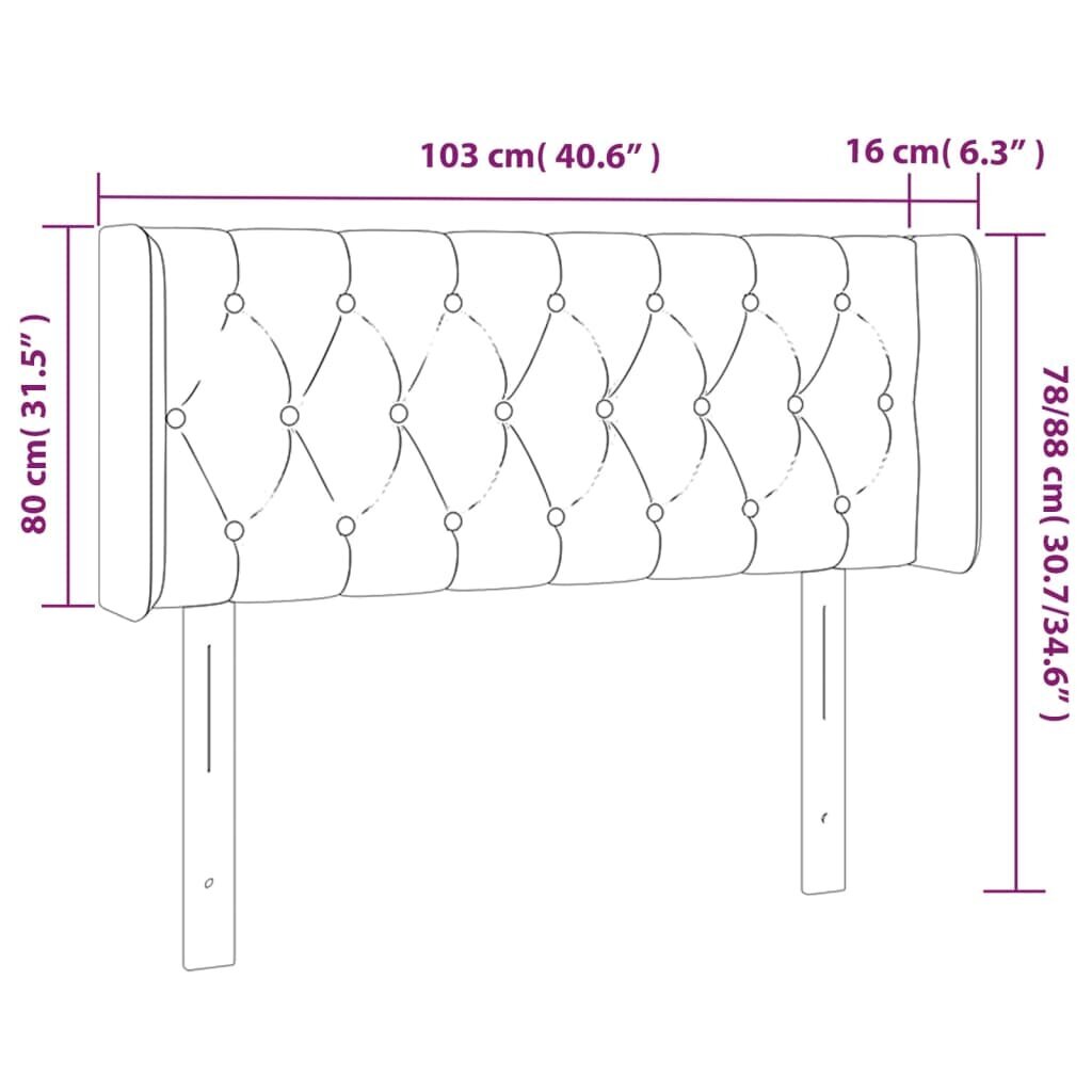 vidaXL voodipeats servadega, must, 103x16x78/88 cm, kangas hind ja info | Voodid | kaup24.ee