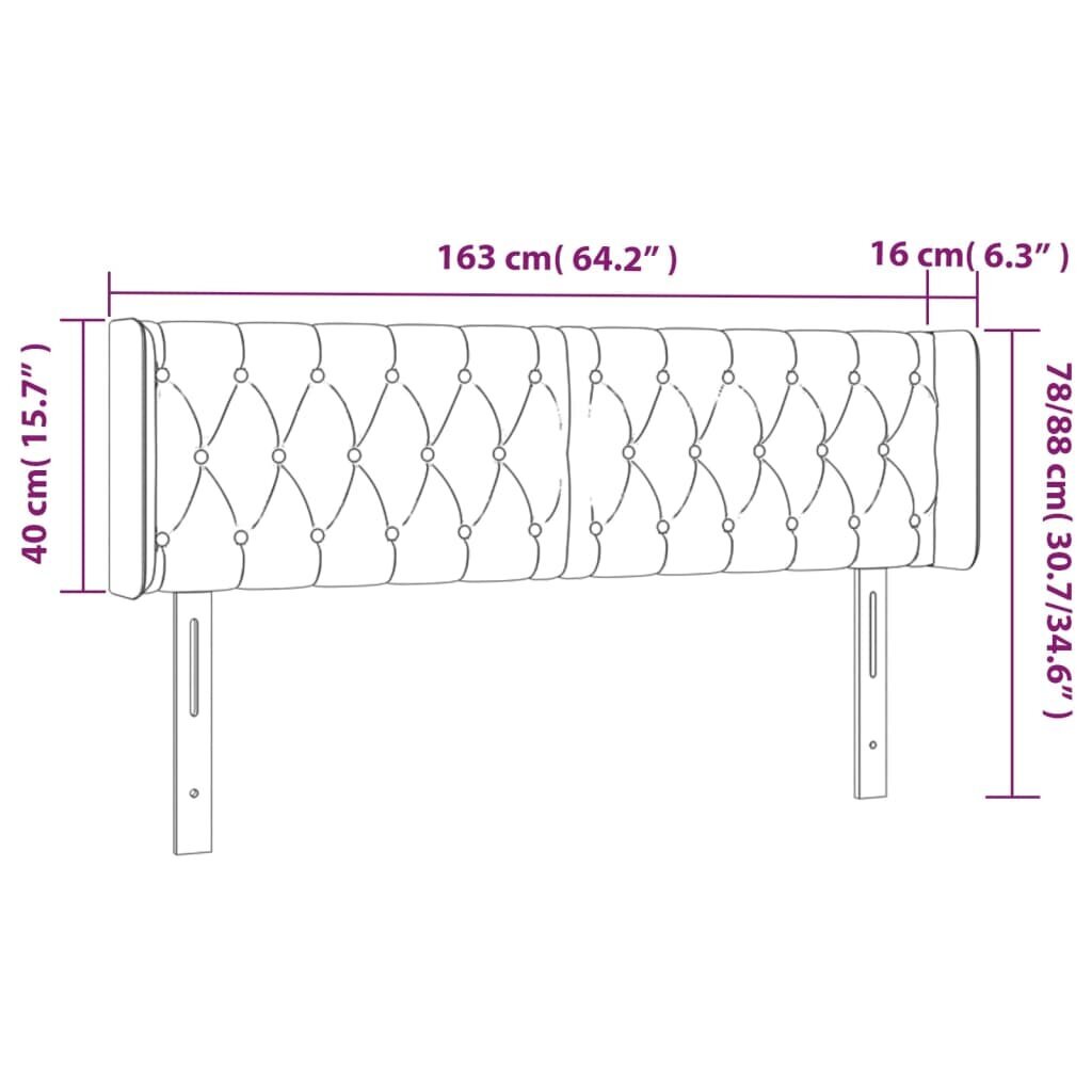 vidaXL voodipeats servadega, pruunikashall, 163x16x78/88 cm, kangas hind ja info | Voodid | kaup24.ee