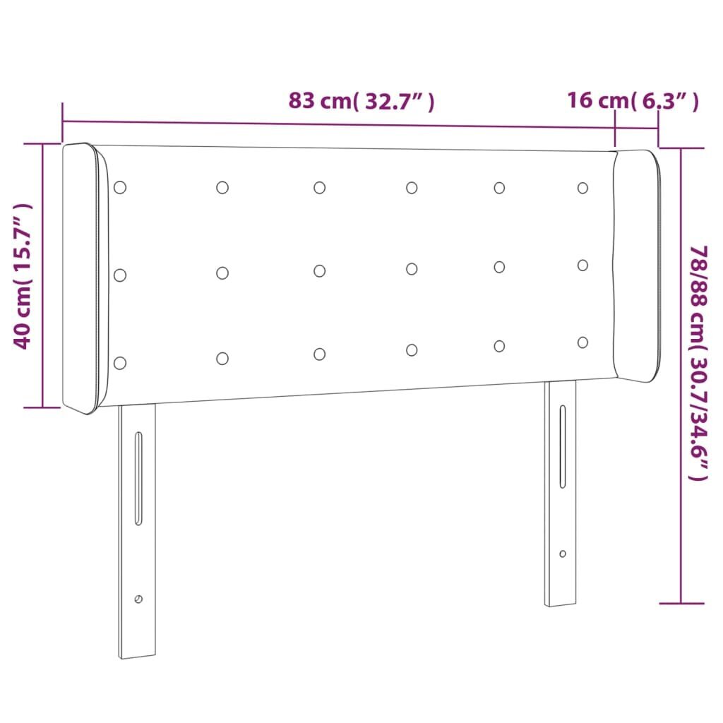 vidaXL voodipeats servadega, must, 83x16x78/88 cm, kangas цена и информация | Voodid | kaup24.ee