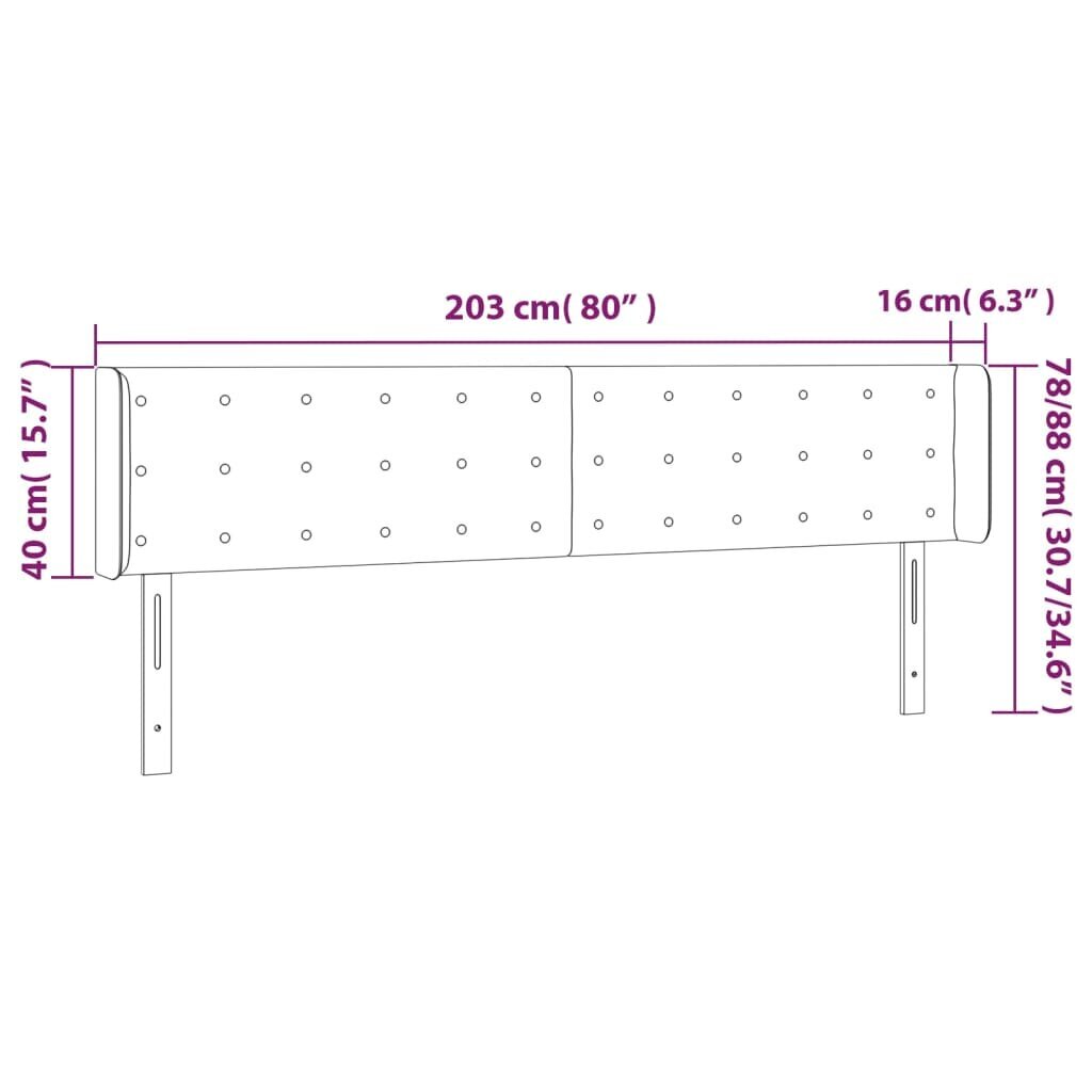 vidaXL voodipeats servadega, tumepruun, 203x16x78/88 cm, kangas цена и информация | Voodid | kaup24.ee