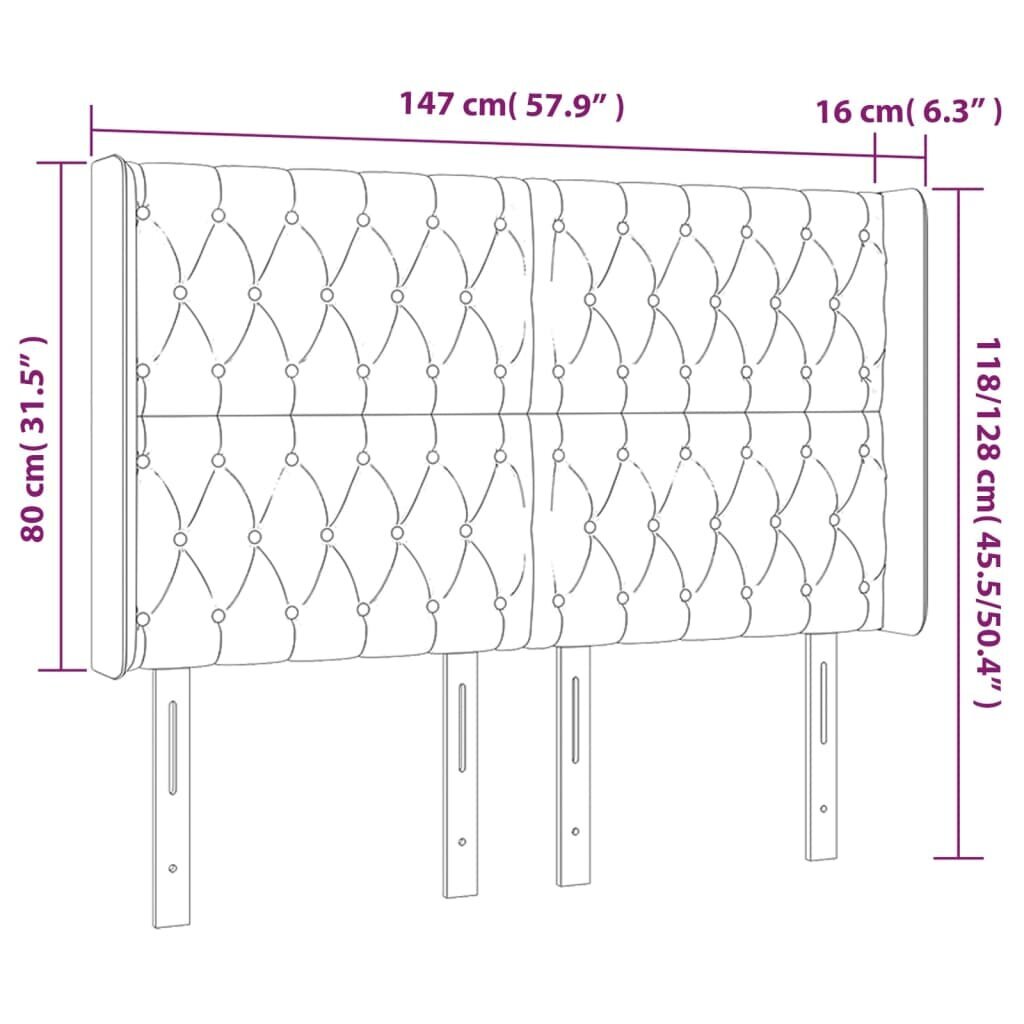 vidaXL voodipeats servadega, tumehall, 147x16x118/128 cm, kangas цена и информация | Voodid | kaup24.ee