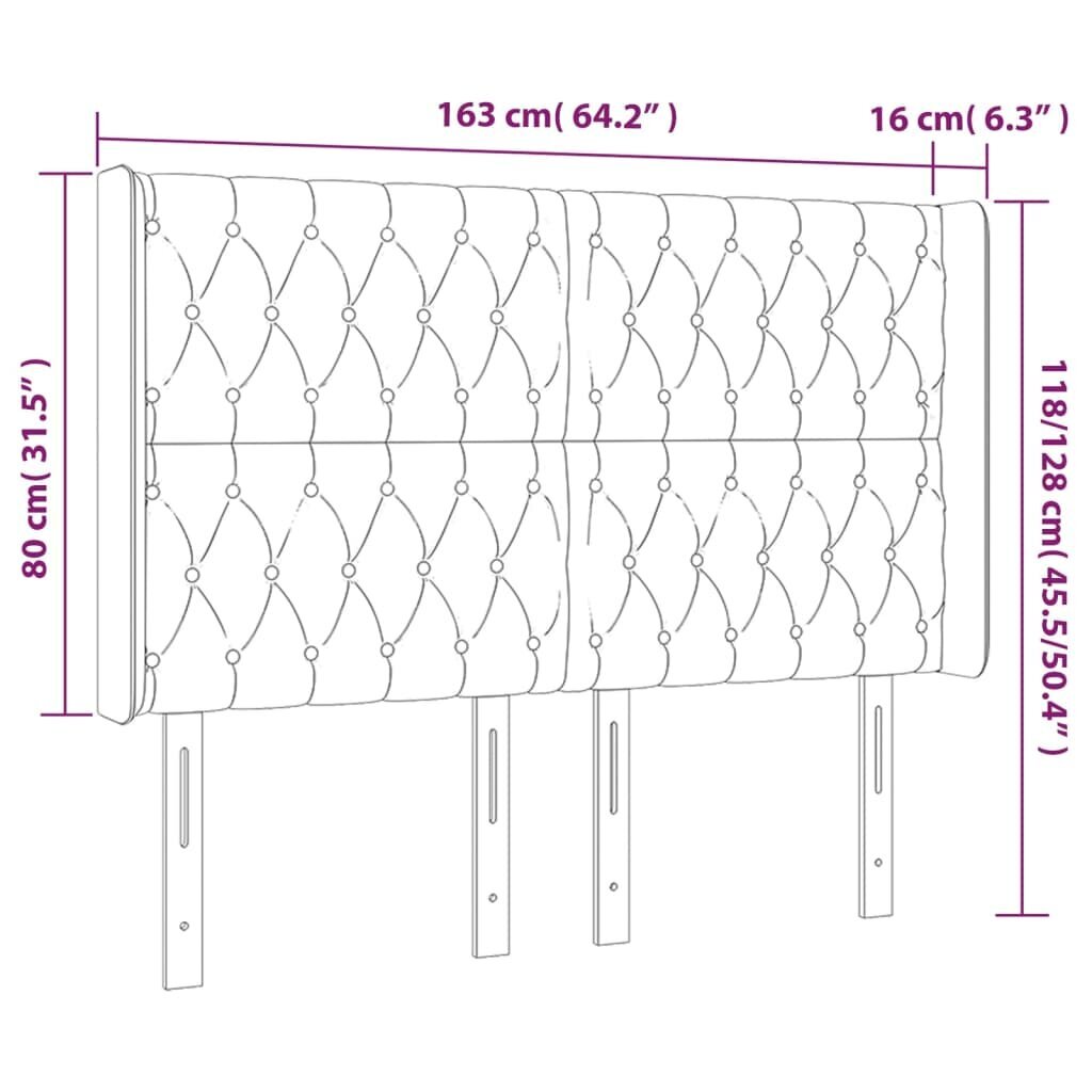 vidaXL voodipeats servadega, pruunikashall, 163x16x118/128 cm, kangas цена и информация | Voodid | kaup24.ee