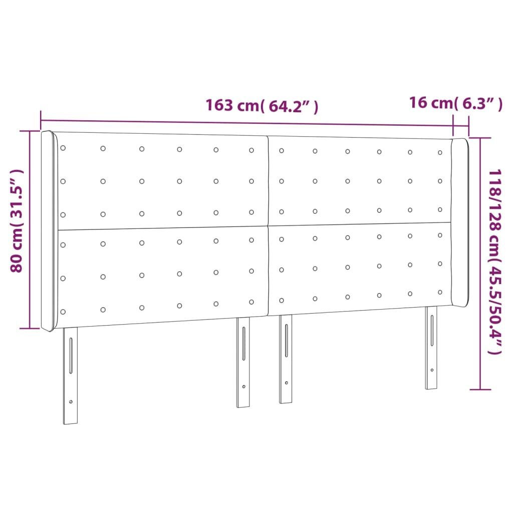 vidaXL voodipeats servadega, must, 163x16x118/128 cm, kangas hind ja info | Voodid | kaup24.ee