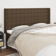 Изголовье кровати с краями, 163x16x118/128 см, коричневое, ткань цена и информация | Кровати | kaup24.ee