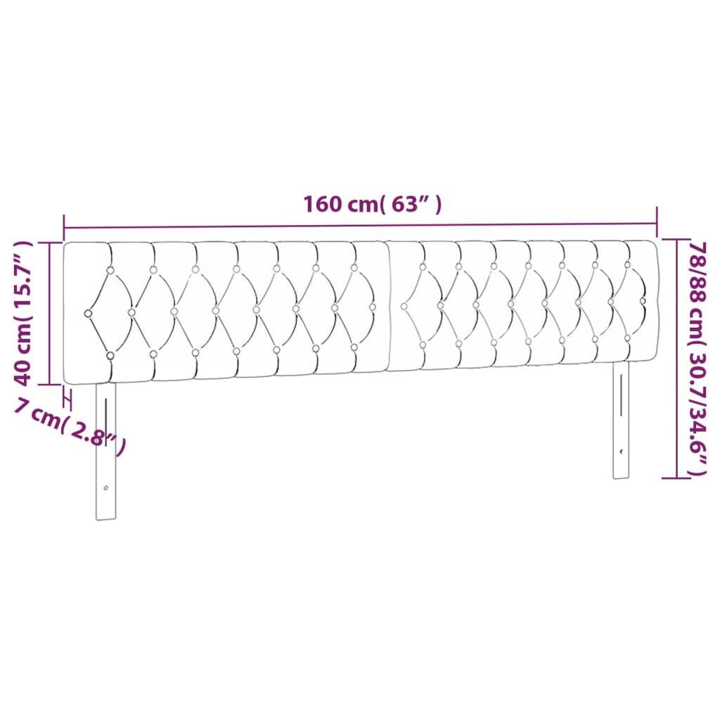 vidaXL voodipeatsid 2 tk, tumehall, 80x7x78/88 cm, kangas hind ja info | Voodid | kaup24.ee