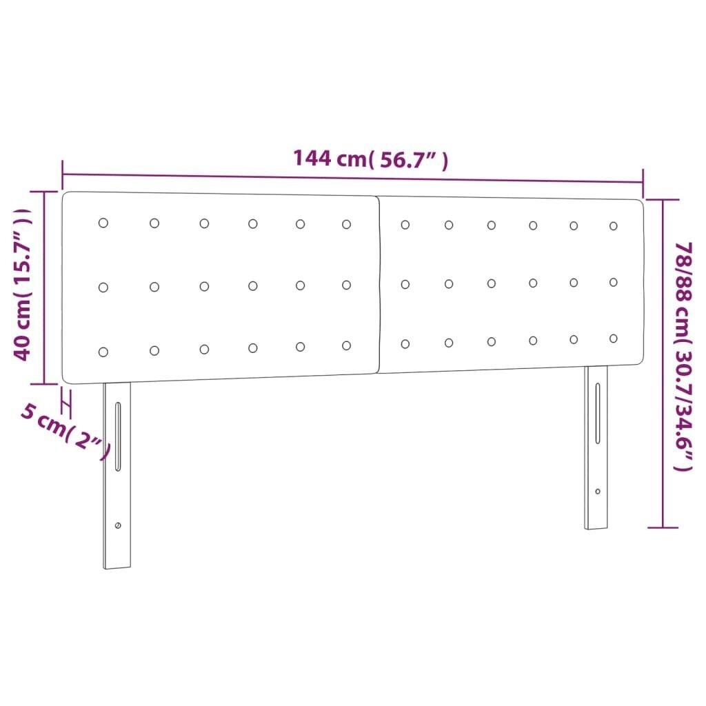 vidaXL voodipeatsid 2 tk, tumehall, 72x5x78/88 cm, kangas hind ja info | Voodid | kaup24.ee