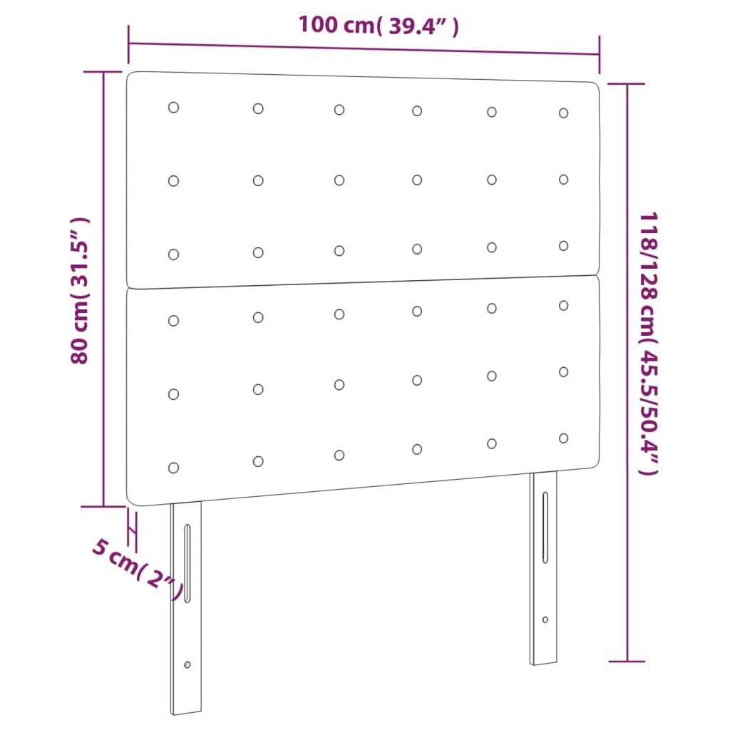 vidaXL voodipeatsid 2 tk, kreemjas, 100x5x78/88 cm, kangas hind ja info | Voodid | kaup24.ee