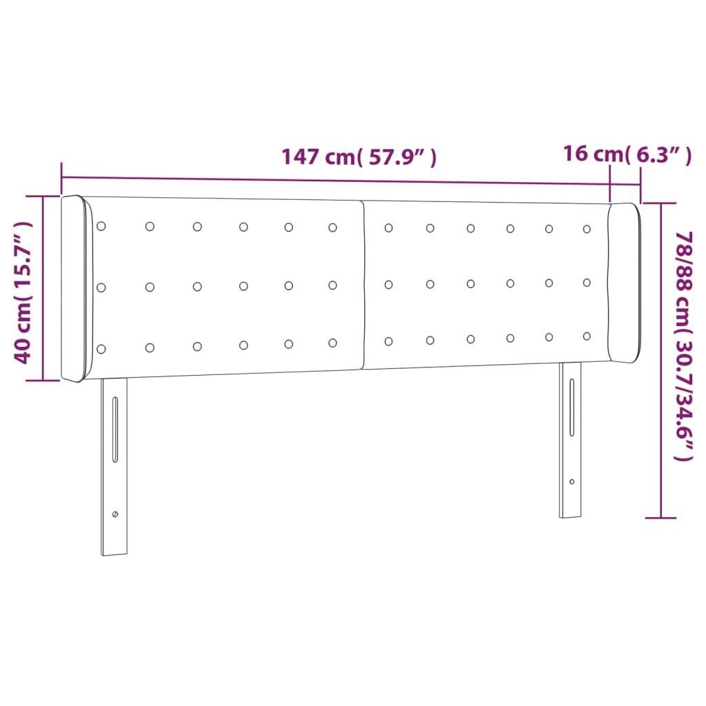 vidaXL voodipeats servadega, kreemjas, 147x16x78/88 cm, kangas hind ja info | Voodid | kaup24.ee