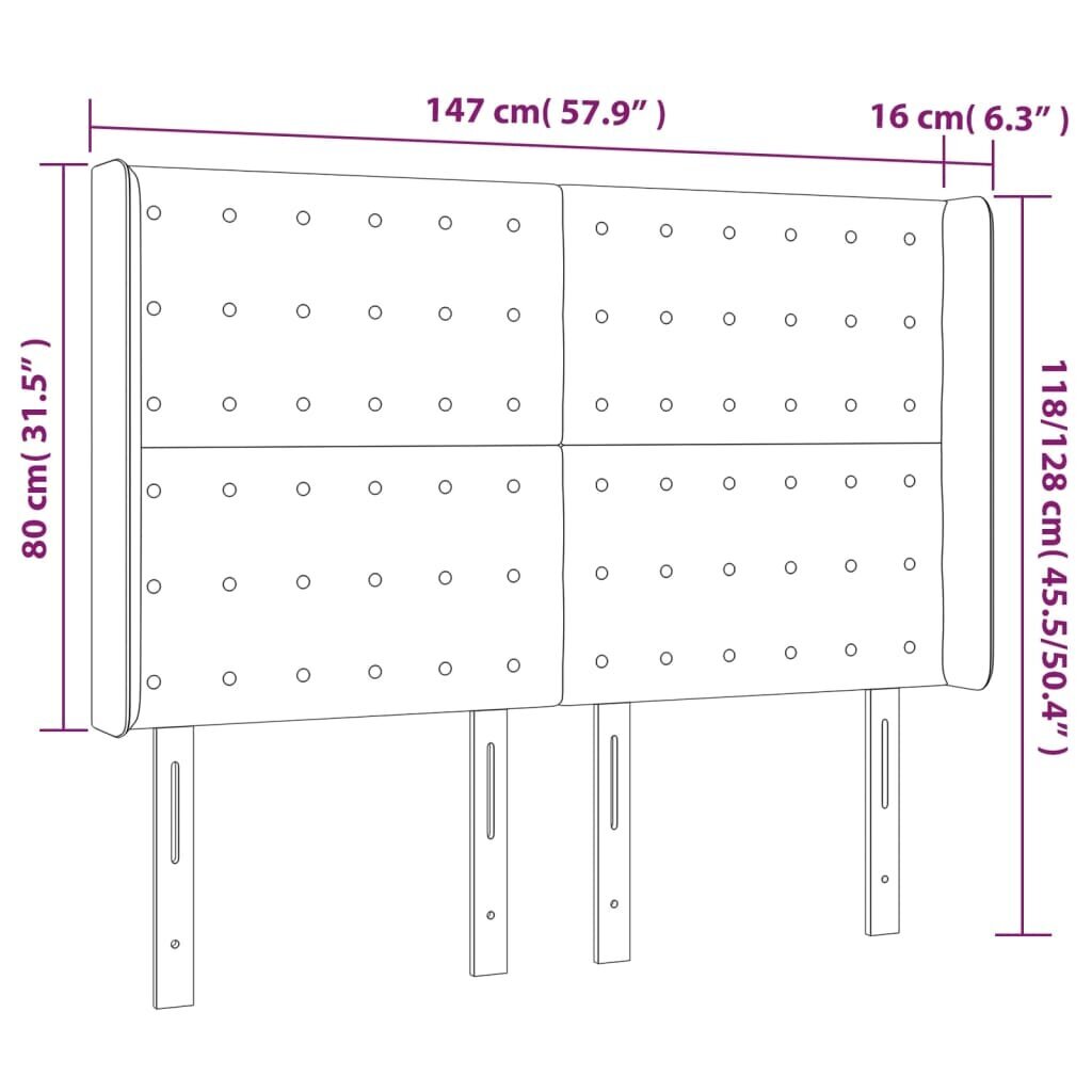 vidaXL voodipeats servadega, helehall, 147x16x118/128 cm, kangas hind ja info | Voodid | kaup24.ee