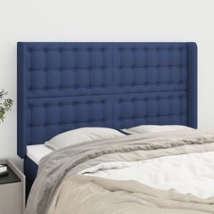 vidaXL voodipeats servadega, sinine, 147x16x118/128 cm, kangas hind ja info | Voodid | kaup24.ee