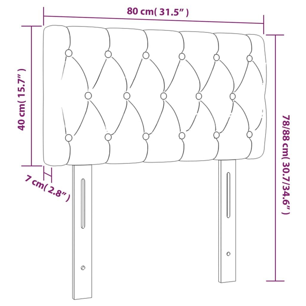 vidaXL voodipeats, sinine, 80x7x78/88 cm, kangas hind ja info | Voodid | kaup24.ee