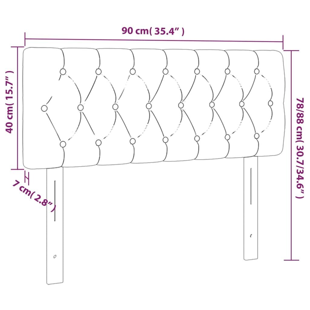 vidaXL voodipeats, helehall, 90x7x78/88 cm, kangas hind ja info | Voodid | kaup24.ee