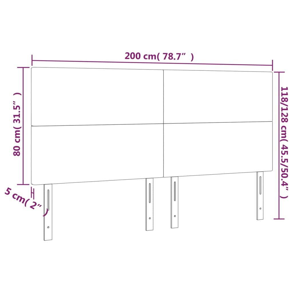 vidaXL voodipeatsid 4 tk, tumehall, 100x5x78/88 cm, samet цена и информация | Voodid | kaup24.ee