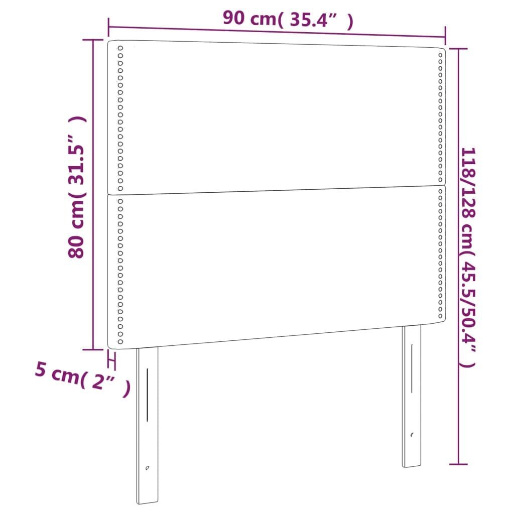 vidaXL voodipeatsid 2 tk, must, 90x5x78/88 cm, samet hind ja info | Voodid | kaup24.ee