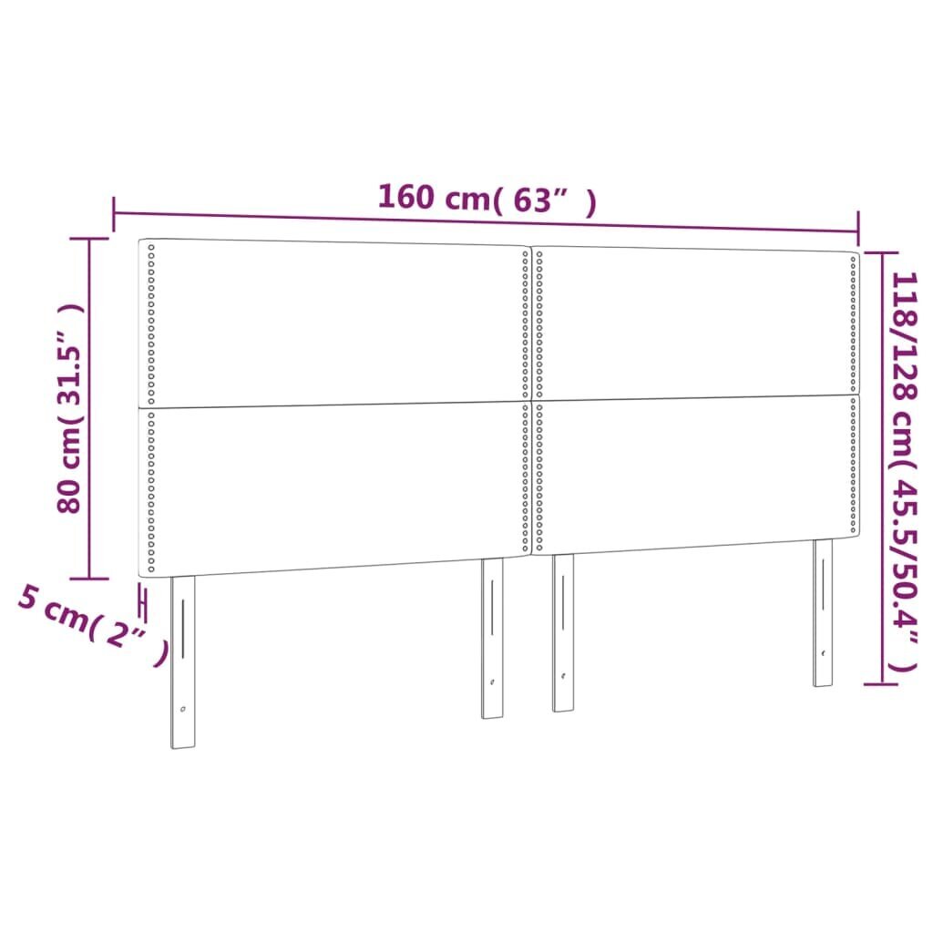 vidaXL voodipeatsid 4 tk, helehall, 80x5x78/88 cm, samet hind ja info | Voodid | kaup24.ee