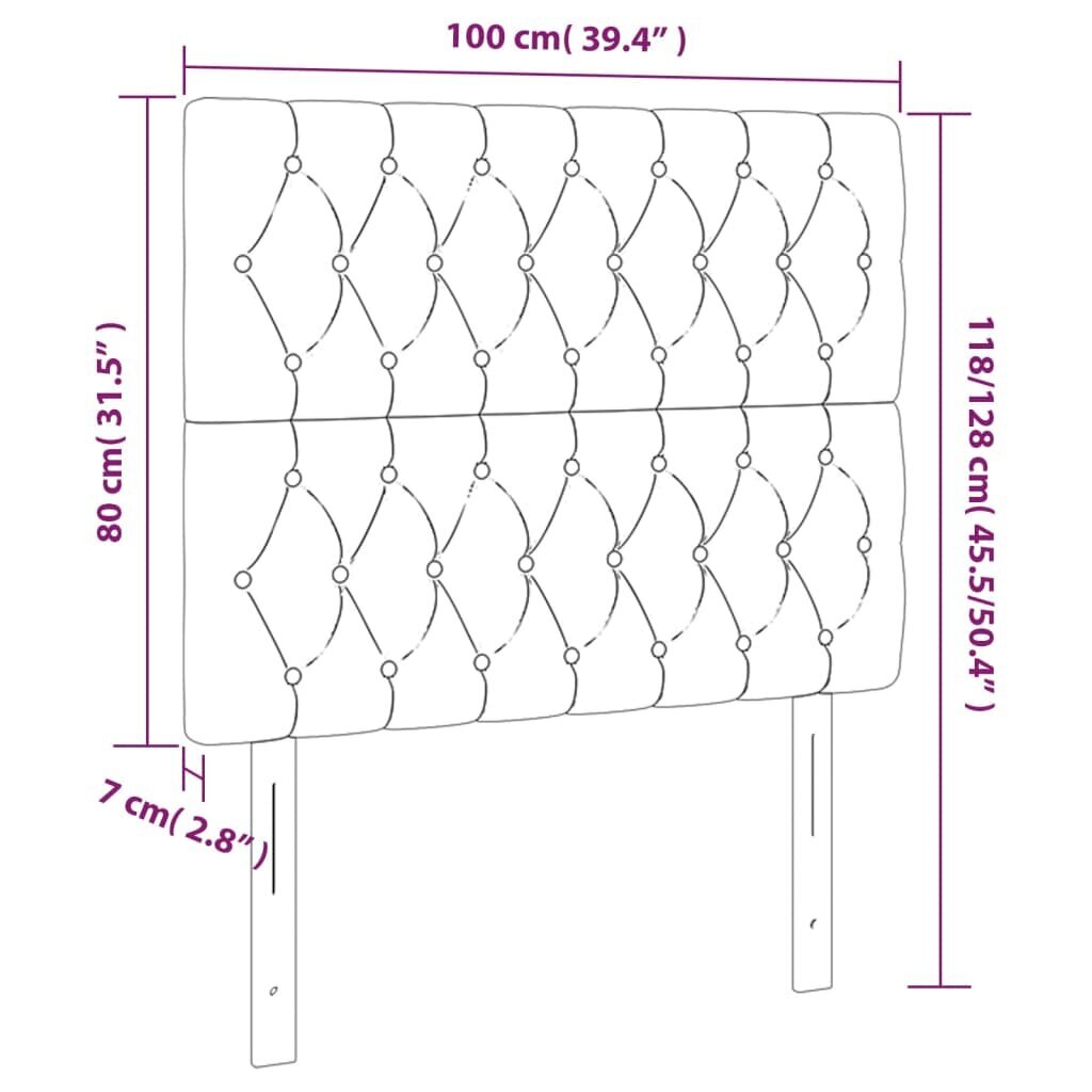 vidaXL voodipeatsid 2 tk, tumehall, 100x7x78/88 cm, samet цена и информация | Voodid | kaup24.ee