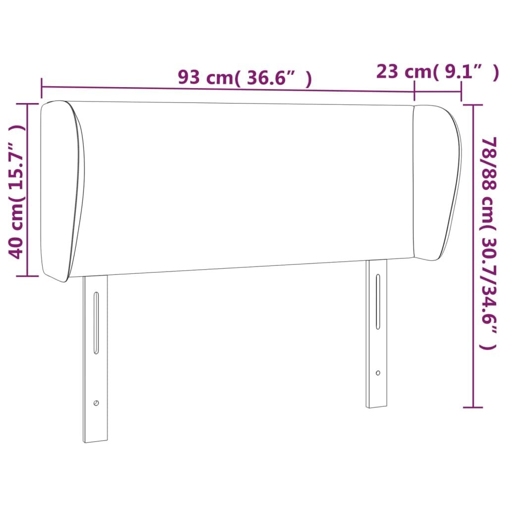 vidaXL voodipeats servadega, must, 93x23x78/88 cm, samet цена и информация | Voodid | kaup24.ee