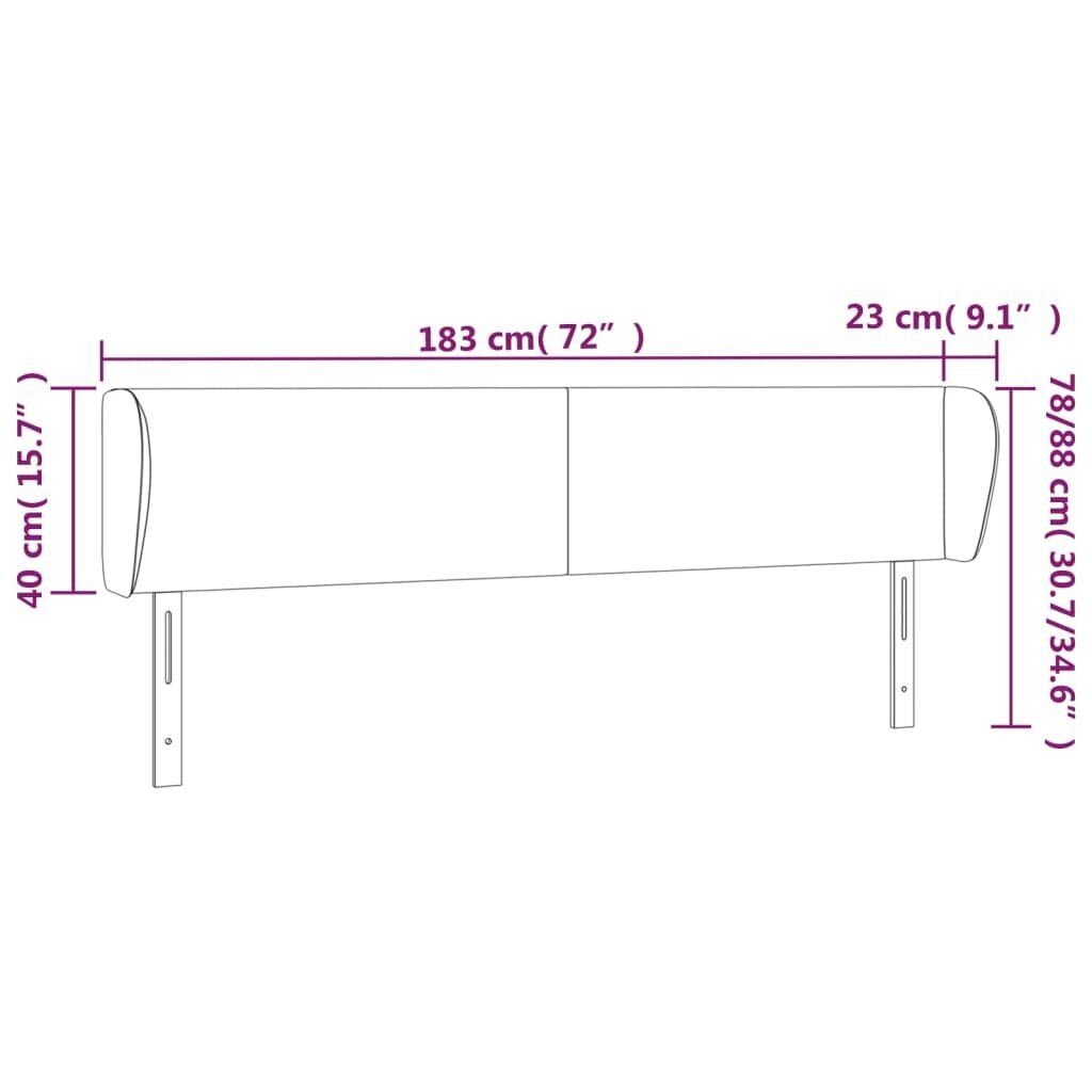 vidaXL voodipeats servadega, must, 183x23x78/88 cm, kunstnahk цена и информация | Voodid | kaup24.ee