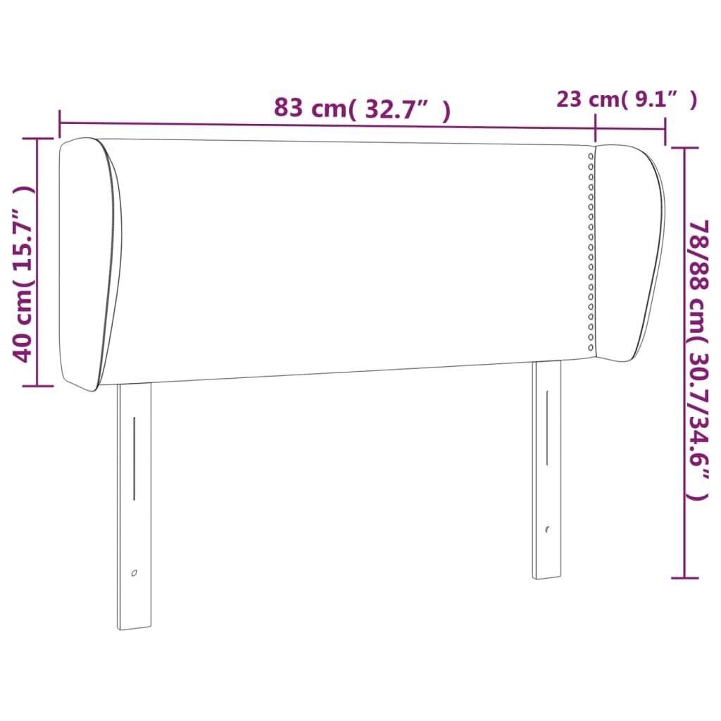 vidaXL voodipeats servadega, must, 83x23x78/88 cm, samet цена и информация | Voodid | kaup24.ee