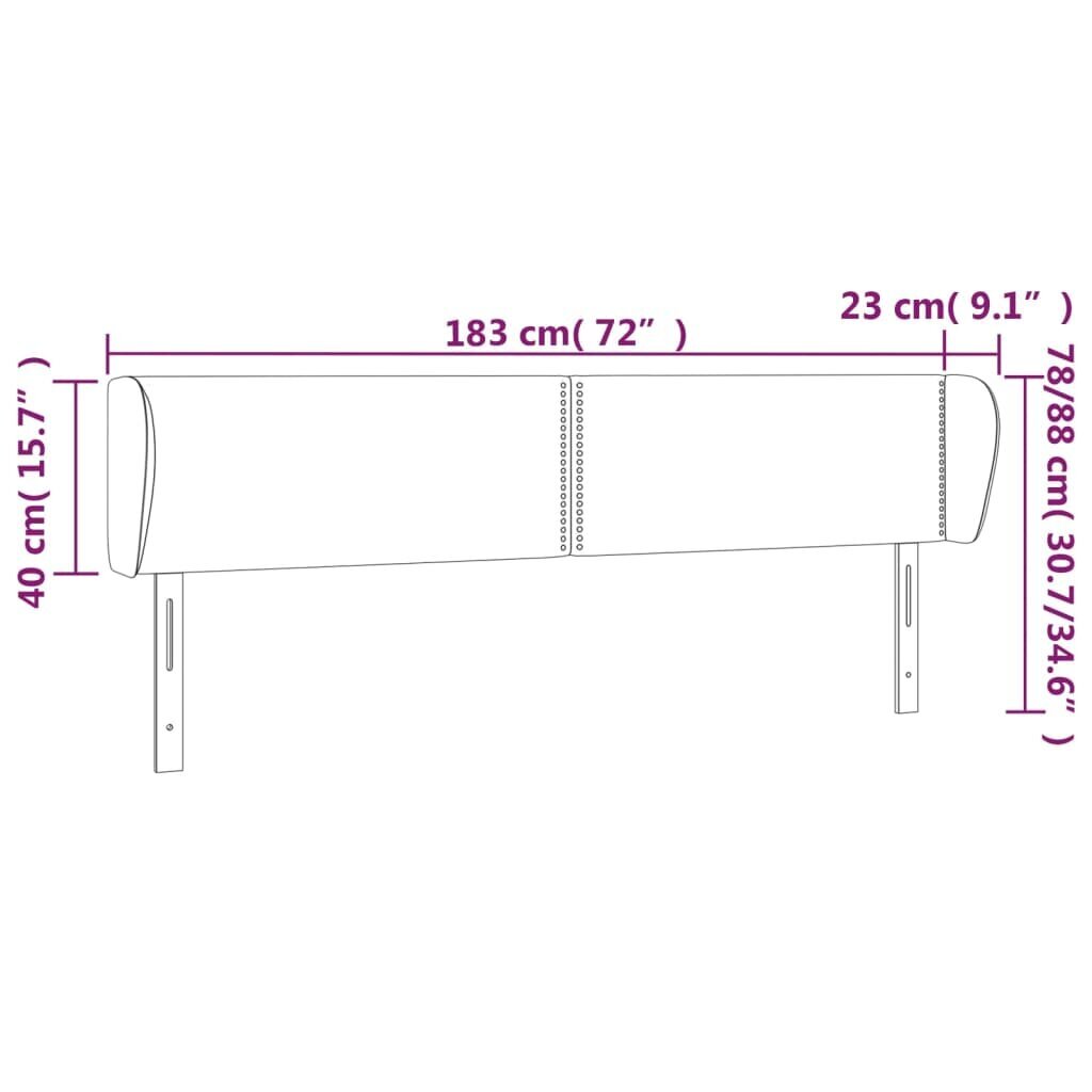 vidaXL voodipeats servadega, must, 183x23x78/88 cm, samet hind ja info | Voodid | kaup24.ee