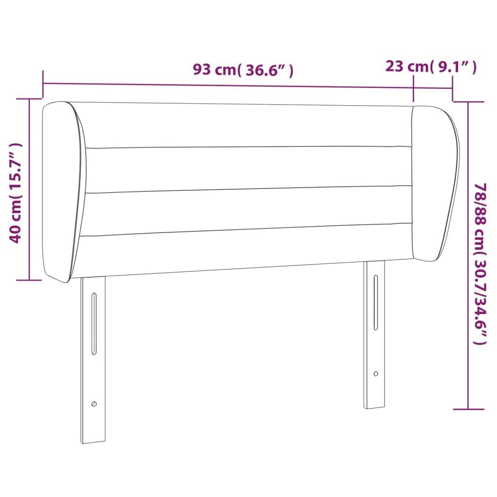 vidaXL voodipeats servadega, must, 93x23x78/88 cm, samet hind ja info | Voodid | kaup24.ee