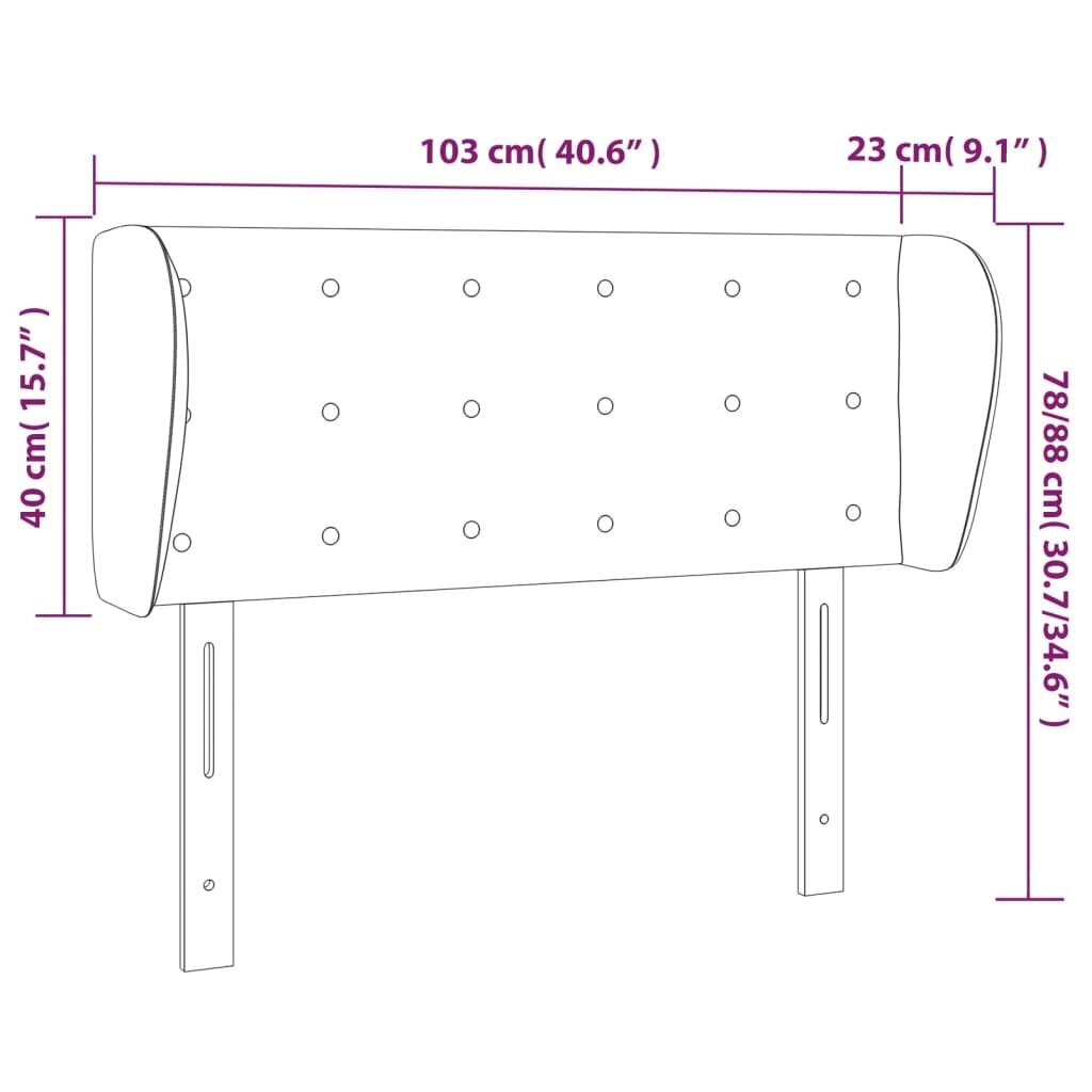 vidaXL voodipeats servadega, must, 103x23x78/88 cm, samet hind ja info | Voodid | kaup24.ee