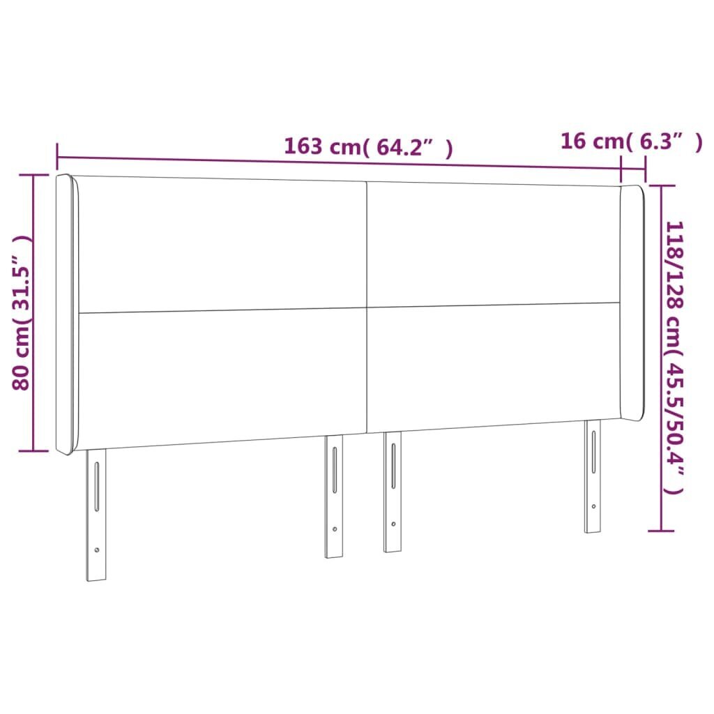 vidaXL voodipeats servadega, tumesinine, 163x16x118/128 cm, samet цена и информация | Voodid | kaup24.ee