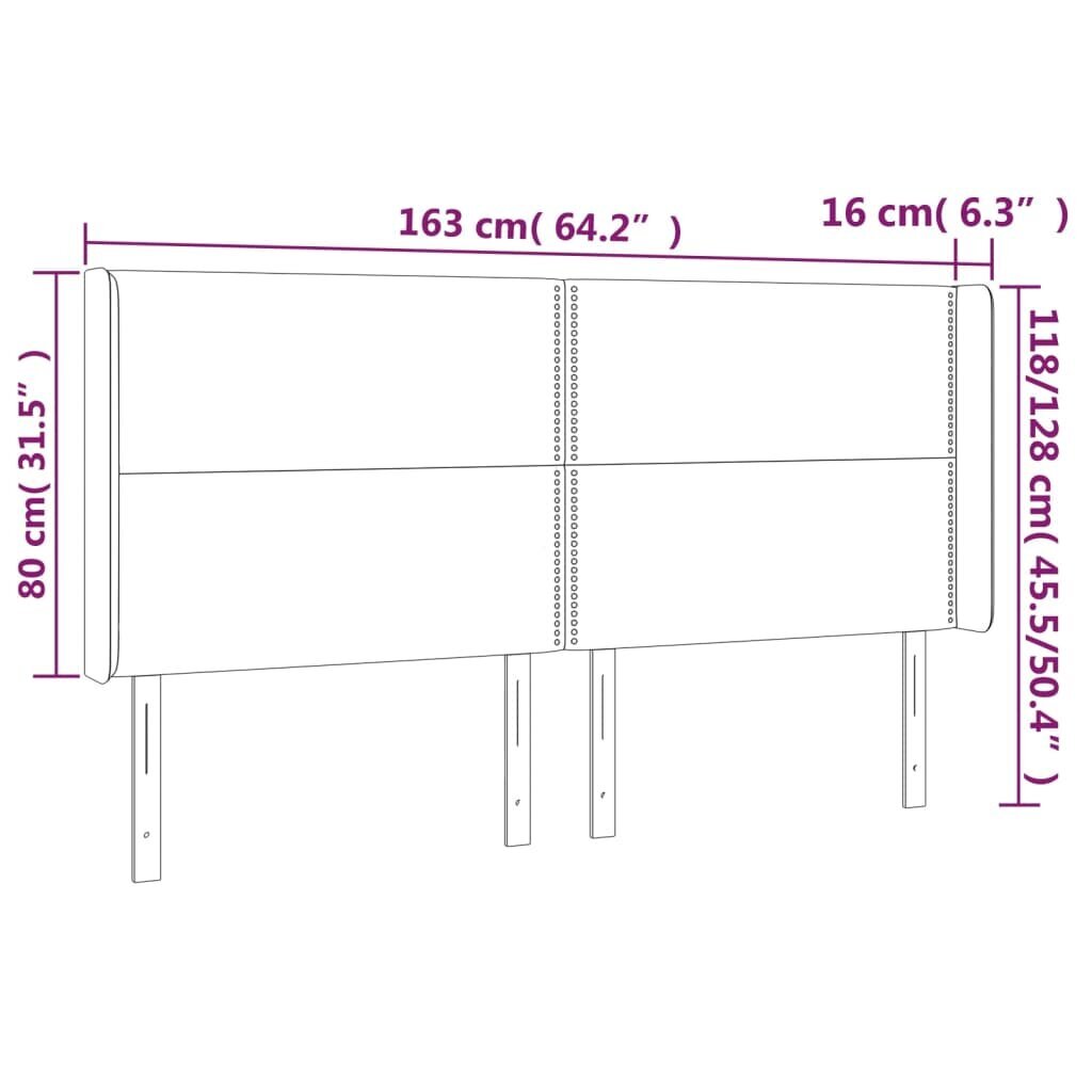 vidaXL voodipeats servadega, tumesinine, 163x16x118/128 cm, samet hind ja info | Voodid | kaup24.ee