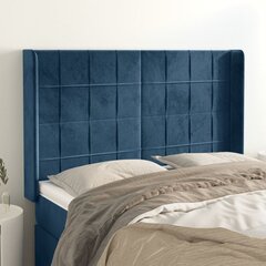 vidaXL voodipeats servadega, tumesinine, 147x16x118/128 cm, samet цена и информация | Кровати | kaup24.ee