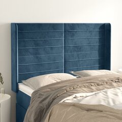 vidaXL voodipeats servadega, tumesinine, 147x16x118/128 cm, samet цена и информация | Кровати | kaup24.ee