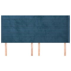 vidaXL voodipeats servadega, tumesinine, 203x16x118/128 cm, samet цена и информация | Кровати | kaup24.ee