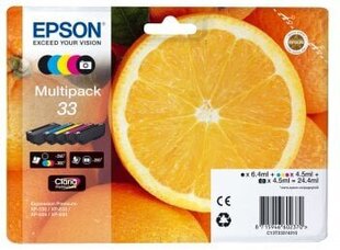 Комплект картриджей Epson № 33 (C13T33374011), черный, голубой, пурпурный, черный фото, желтый картридж для струйных принтеров цена и информация | Картриджи для струйных принтеров | kaup24.ee