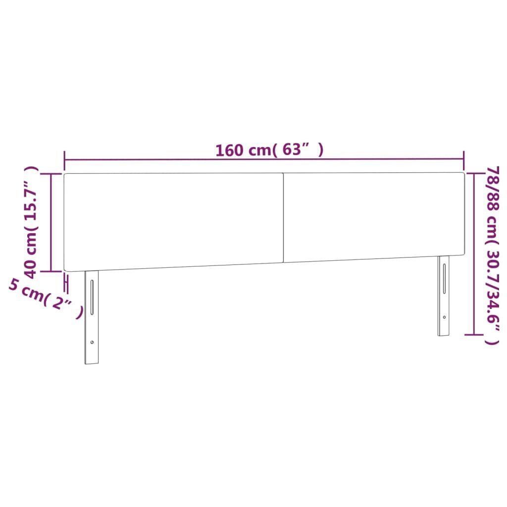 vidaXL voodipeatsid 2 tk, helehall, 80x5x78/88 cm, samet цена и информация | Voodid | kaup24.ee