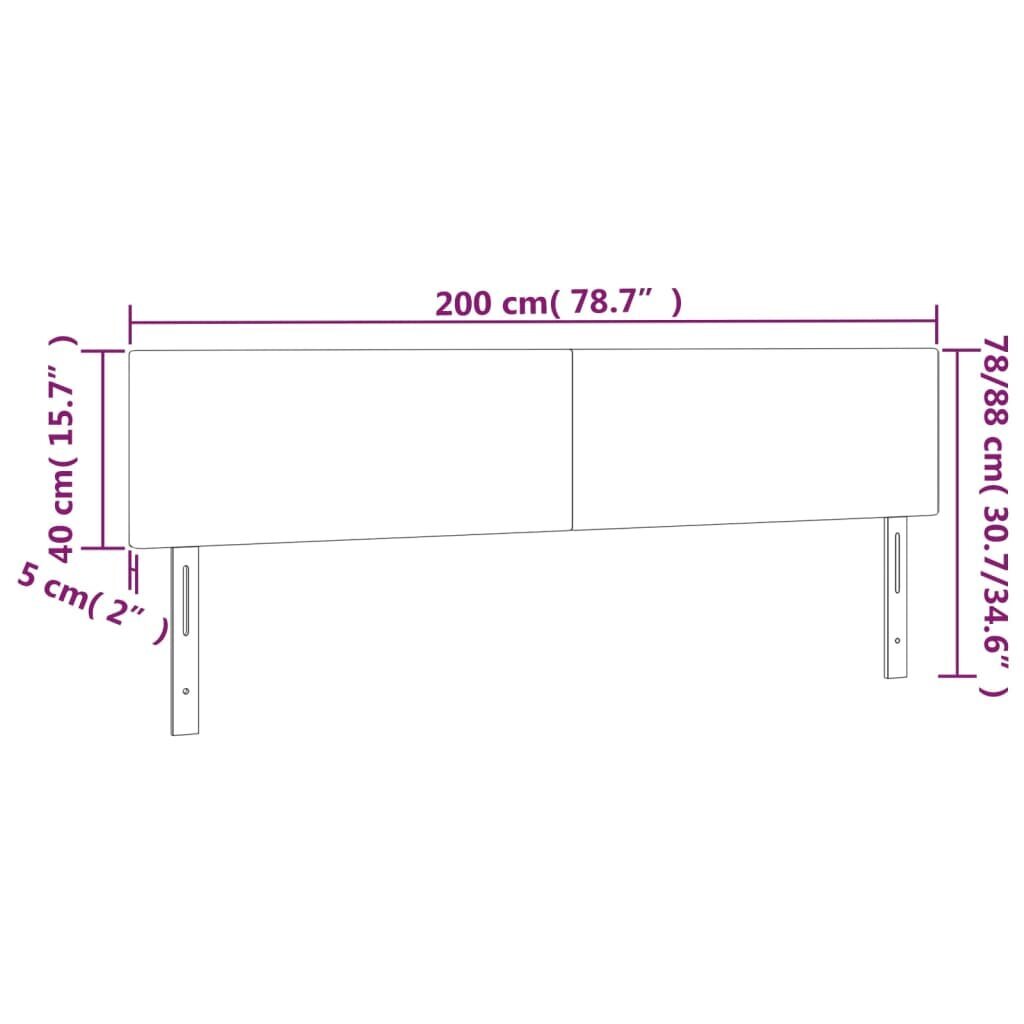 vidaXL voodipeatsid 2 tk, tumehall, 100x5x78/88 cm, samet цена и информация | Voodid | kaup24.ee