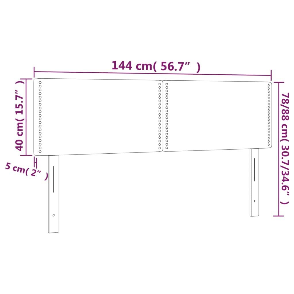 vidaXL voodipeatsid 2 tk, valge, 72x5x78/88 cm, kangas hind ja info | Voodid | kaup24.ee