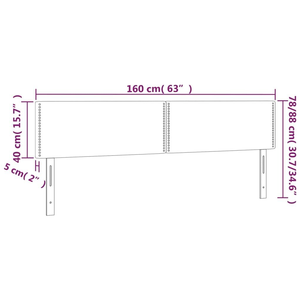 vidaXL voodipeatsid 2 tk, helehall, 80x5x78/88 cm, samet цена и информация | Voodid | kaup24.ee