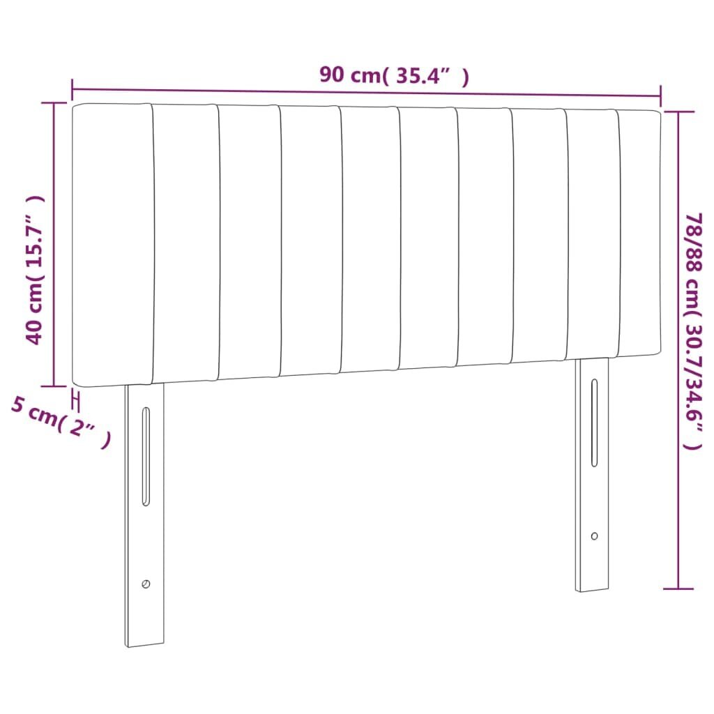 vidaXL voodiraam peats, tumehall, 90x5x78/88 cm, samet hind ja info | Voodid | kaup24.ee