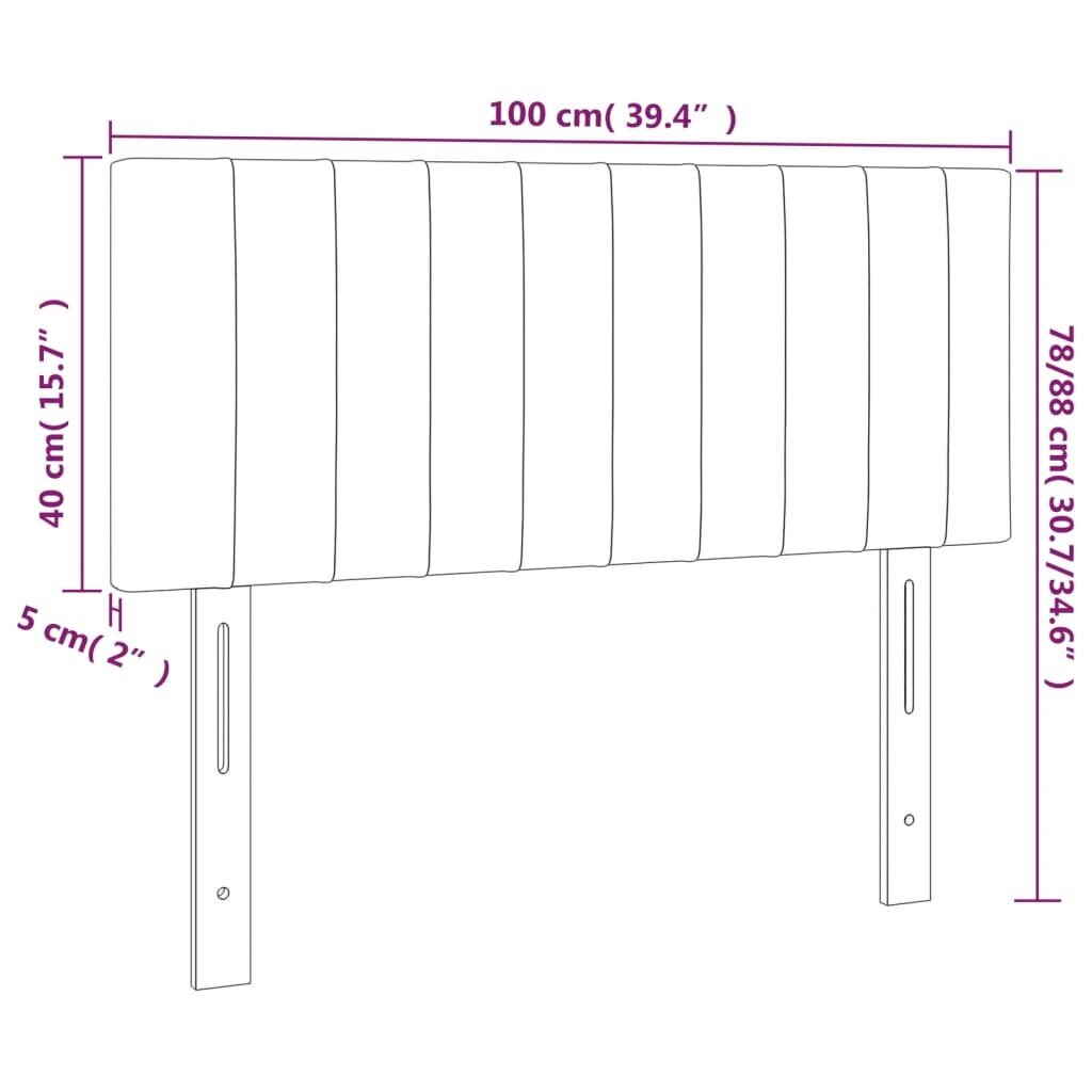 vidaXL voodiraam peats, tumehall, 100x5x78/88 cm, samet цена и информация | Voodid | kaup24.ee