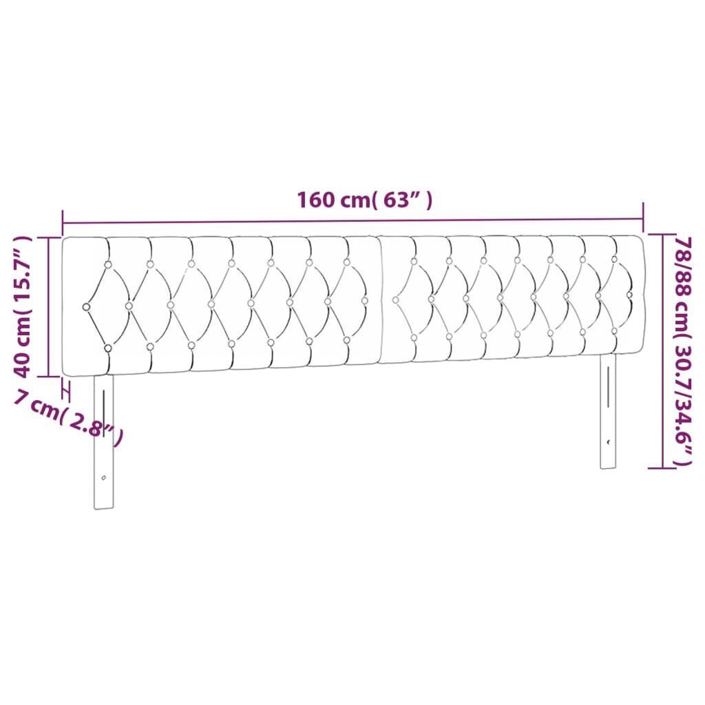 vidaXL voodipeatsid 2 tk, helehall, 80x7x78/88 cm, samet цена и информация | Voodid | kaup24.ee