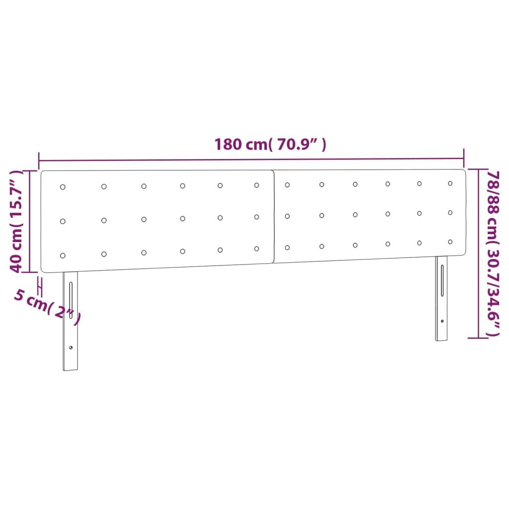 vidaXL voodipeatsid 2 tk, tumeroheline, 90x5x78/88 cm, samet hind ja info | Voodid | kaup24.ee