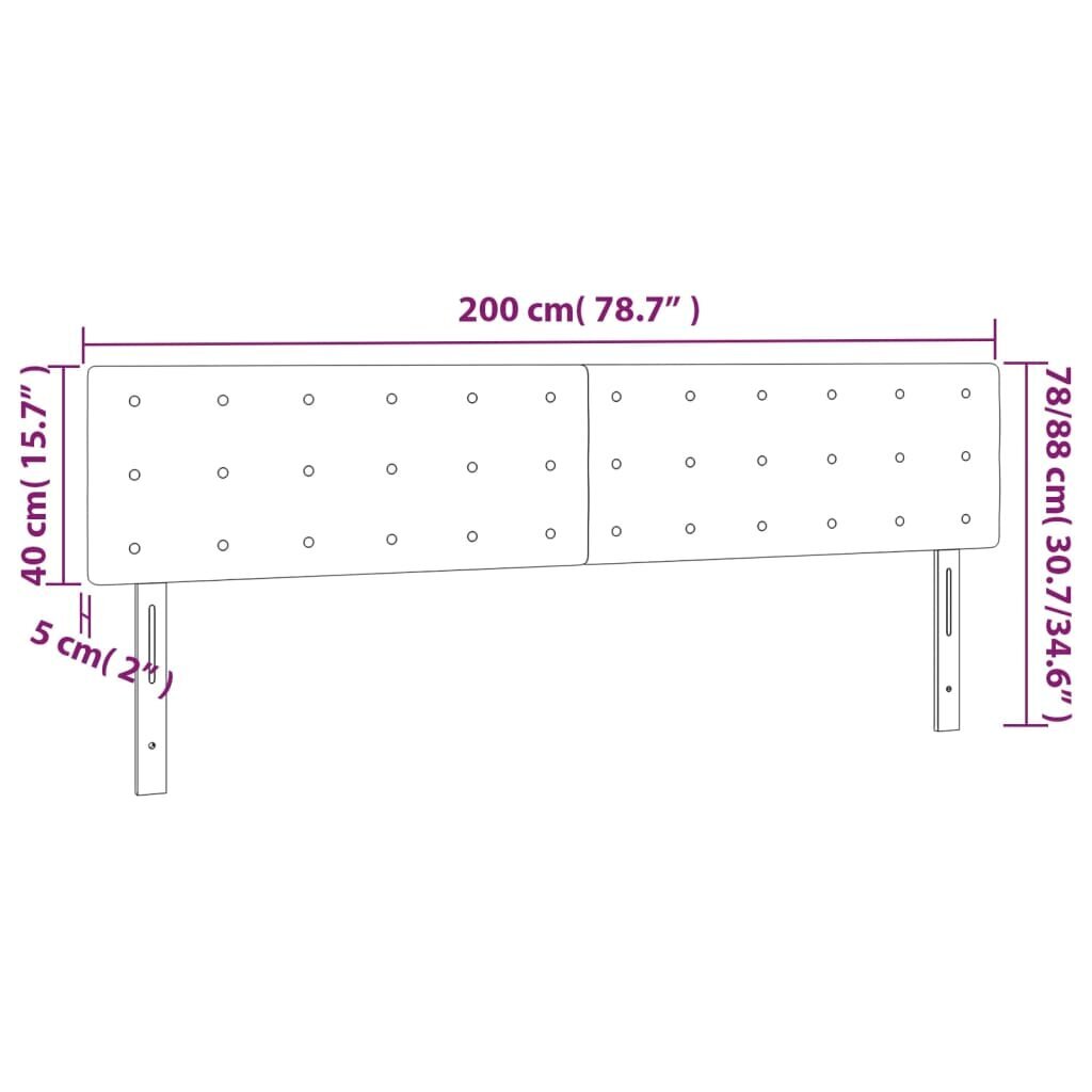 vidaXL voodipeatsid 2 tk, tumeroheline, 100x5x78/88 cm, samet hind ja info | Voodid | kaup24.ee