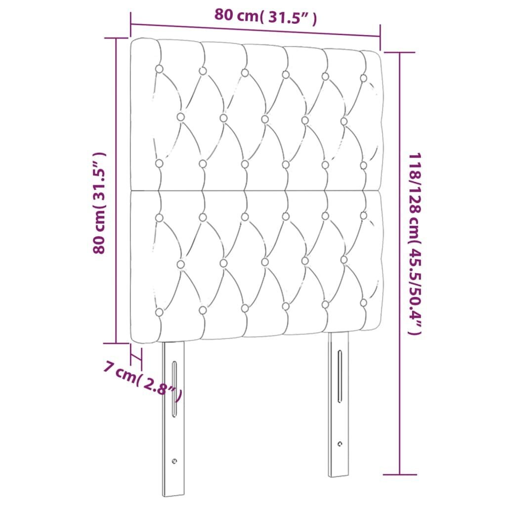 vidaXL voodipeatsid 2 tk, tumehall, 80x7x78/88 cm, samet hind ja info | Voodid | kaup24.ee