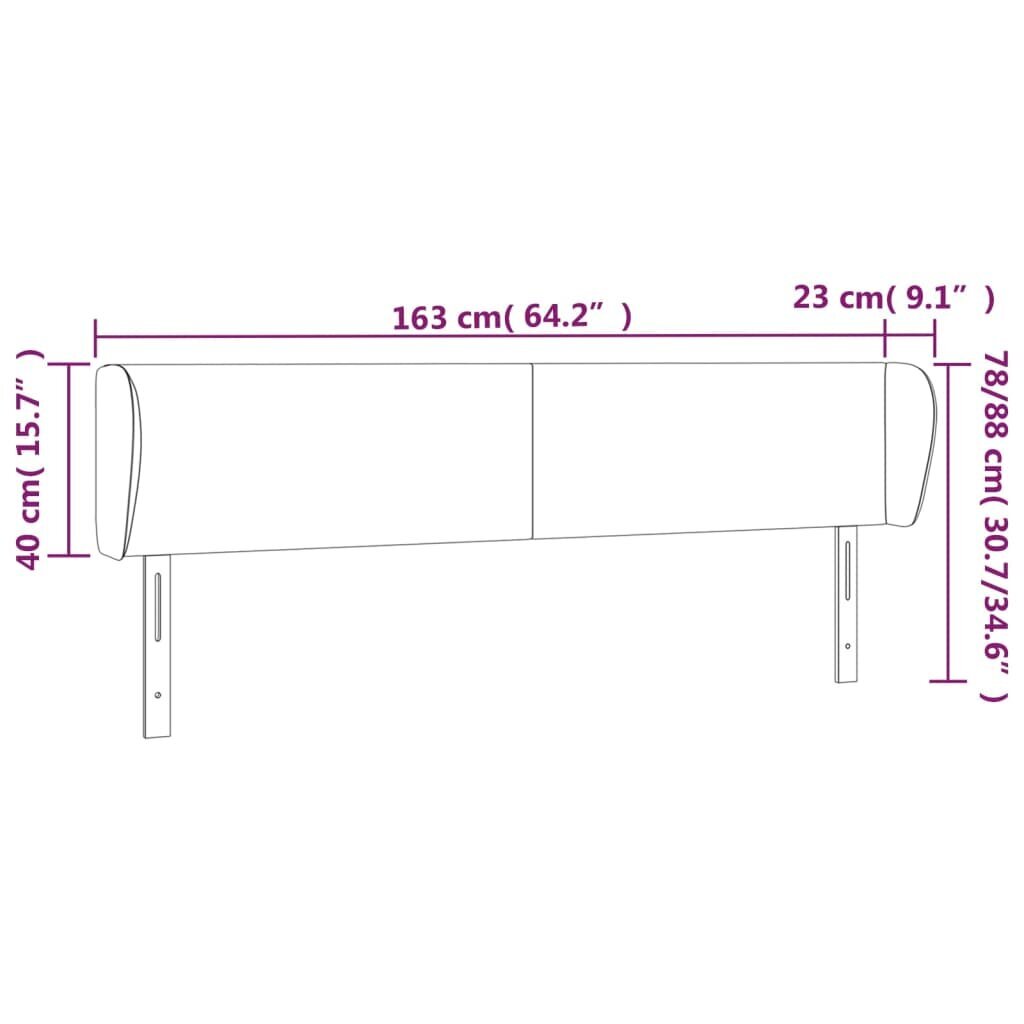 vidaXL voodipeats servadega, helehall, 163x23x78/88 cm, samet hind ja info | Voodid | kaup24.ee