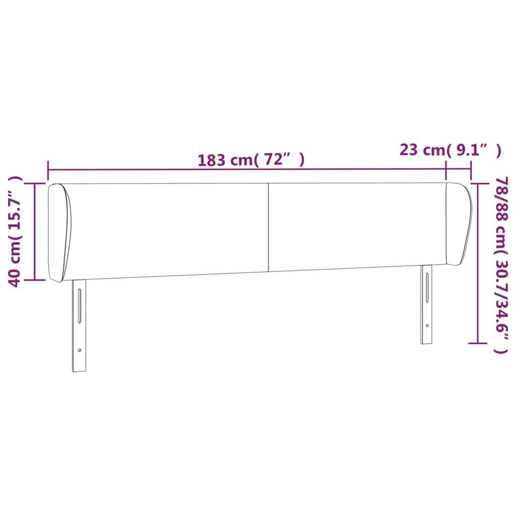 vidaXL voodipeats servadega, tumehall, 183x23x78/88 cm, samet цена и информация | Voodid | kaup24.ee