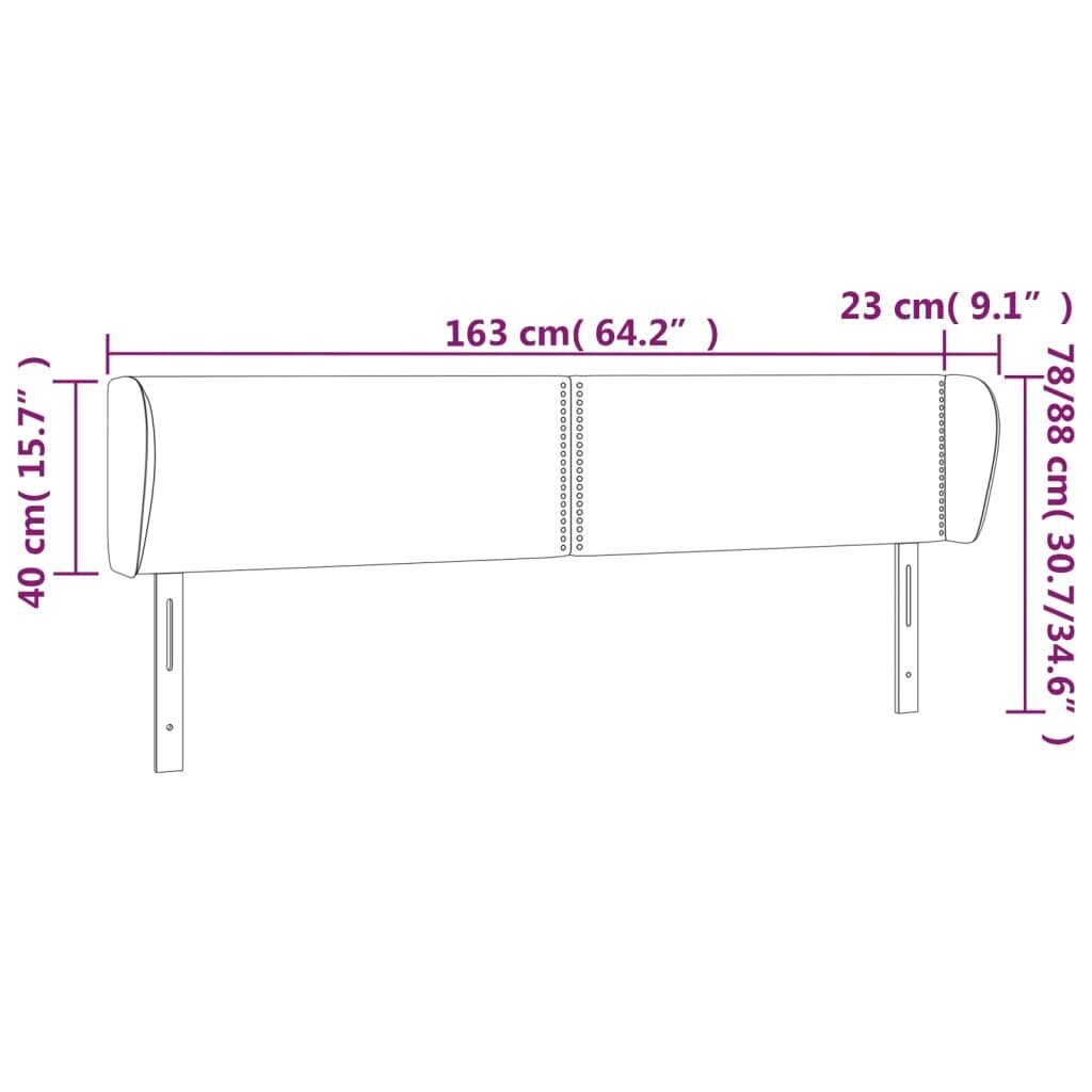 vidaXL voodipeats servadega, roosa, 163x23x78/88 cm, samet hind ja info | Voodid | kaup24.ee