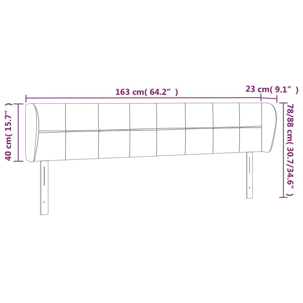 vidaXL voodipeats servadega, must, 163x23x78/88 cm, samet hind ja info | Voodid | kaup24.ee