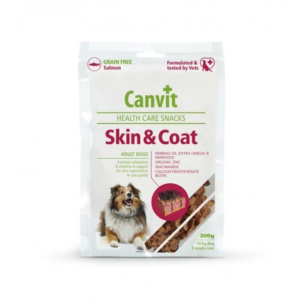 Canvit snack Skin & Coat närimismaius koerale 200g цена и информация | Kuivtoit koertele | kaup24.ee