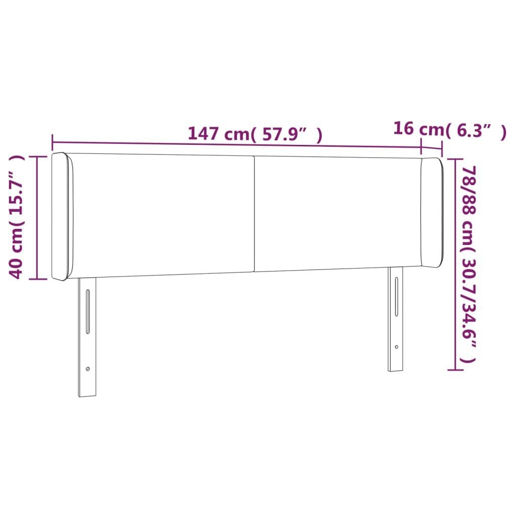 vidaXL voodipeats servadega, must, 147x16x78/88 cm, samet цена и информация | Voodid | kaup24.ee