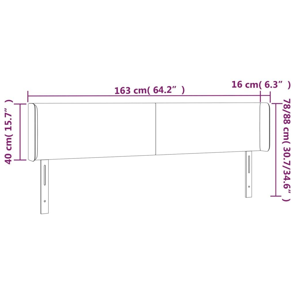 vidaXL voodipeats servadega, tumehall, 163x16x78/88 cm, samet hind ja info | Voodid | kaup24.ee